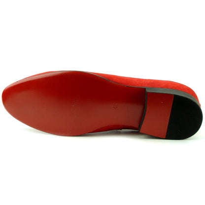 FI-7355 Red Suede Multi Color Rhinestone Ornament Slip on Fiesso by Aurelio Garcia