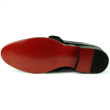 FI-7356 Black Patent Black Suede Strap Slip on Fiesso by Aurelio Garcia