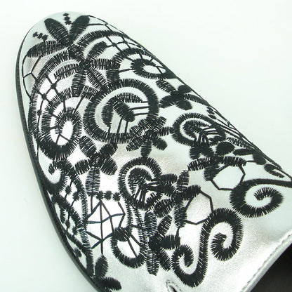 FI-7358 Silver Leather with Black Embrodery Slip on Fiesso by Aurelio Garcia