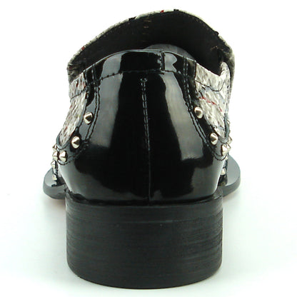 FI-7370 Multi Black Leather Slip on Metal Tip Fiesso by Aurelio Garcia