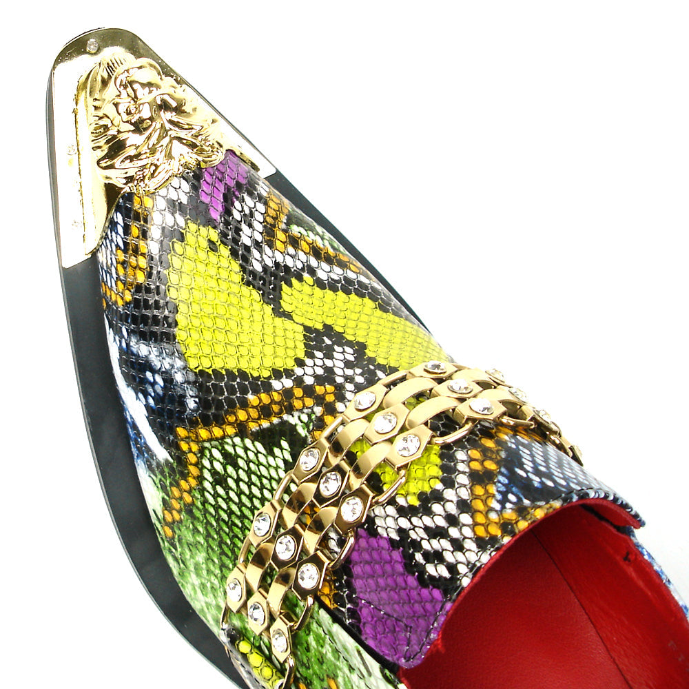 FI-7395 Python Multicolor Leather Slip on Metal Tip Fiesso by Aurelio Garcia