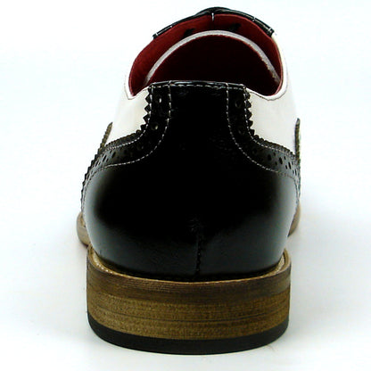 FI-7400 Black White Leather Wingtip Lace up Fiesso by Aurelio Garcia