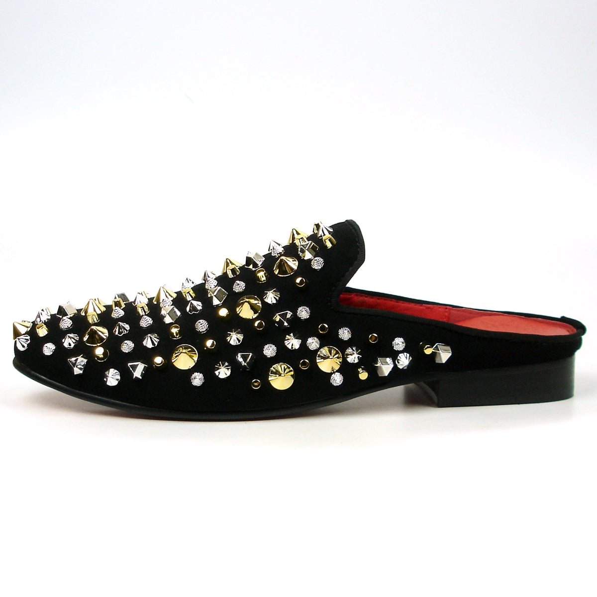 FI-7418 Black Suede Black Silver Studs Fiesso by Aurelio Garcia Mens Sandals