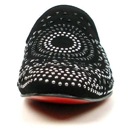 FI-7420 Black Suede Black Silver Rhinestones Fiesso by Aurelio Garcia Sandals