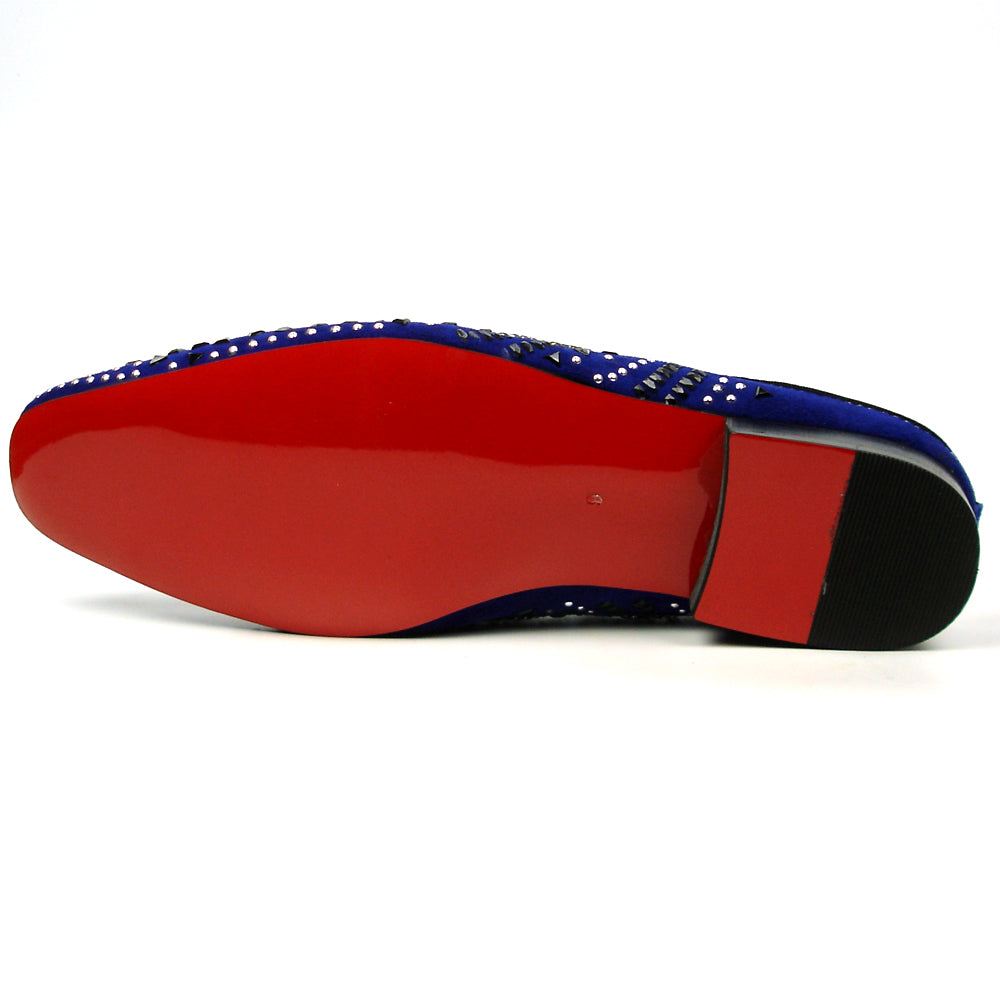 FI-7420 Blue Suede Black Silver Rhinestones Fiesso by Aurelio Garcia Sandals