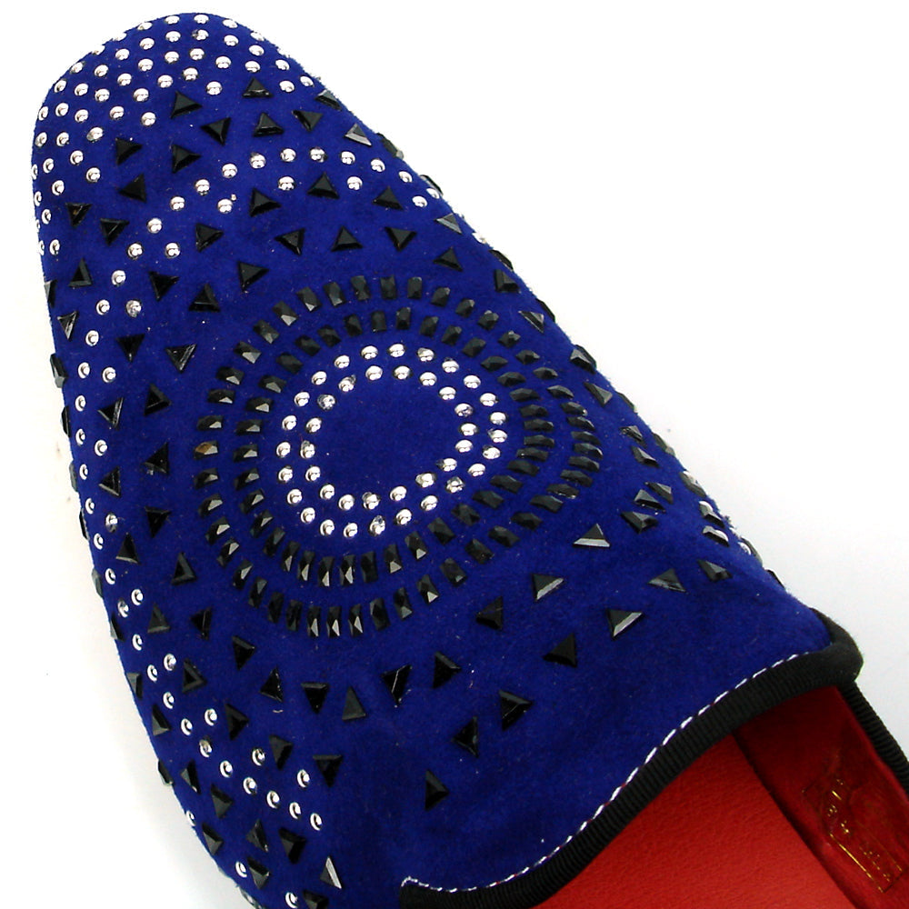 FI-7420 Blue Suede Black Silver Rhinestones Fiesso by Aurelio Garcia Sandals