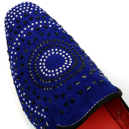FI-7420 Blue Suede Black Silver Rhinestones Fiesso by Aurelio Garcia Sandals