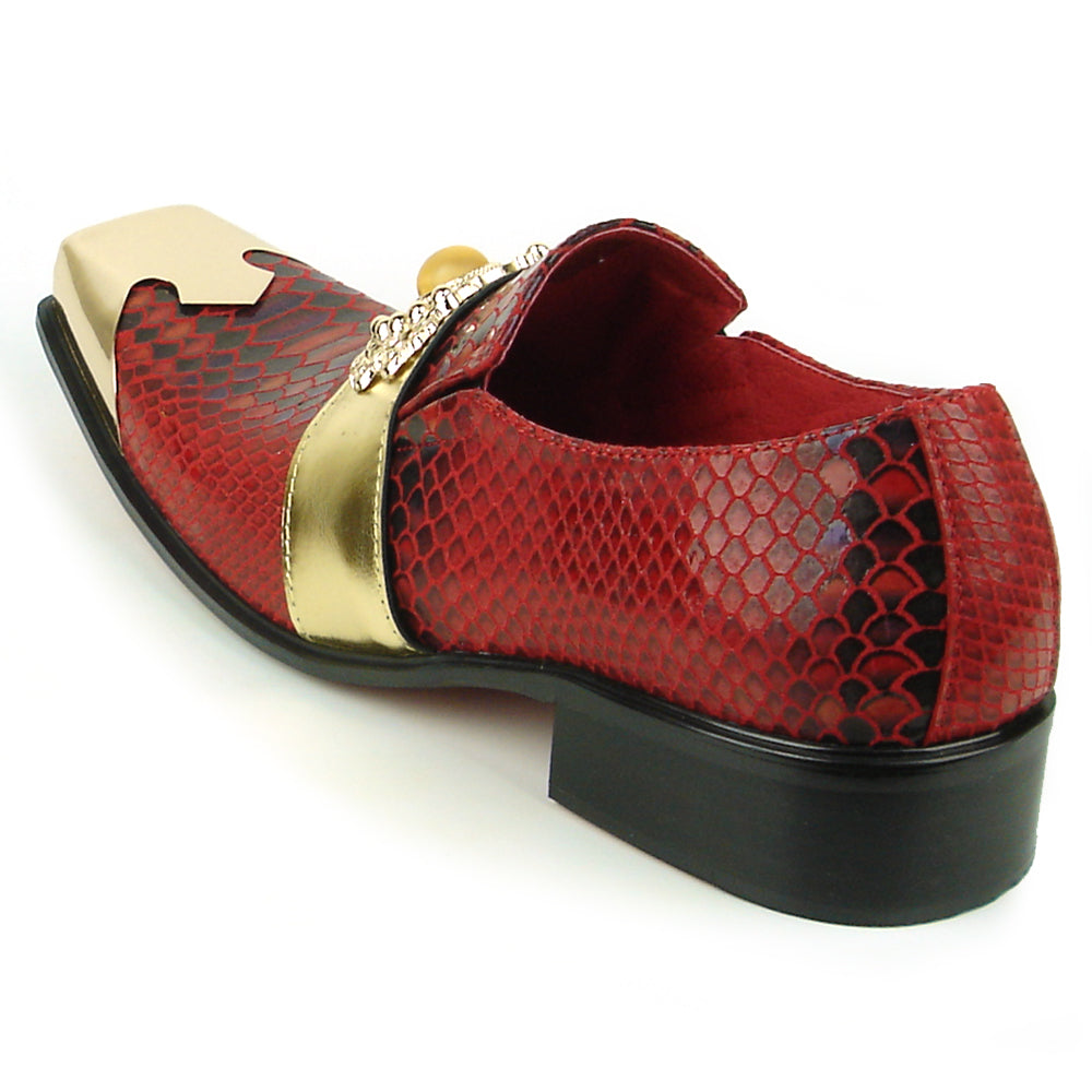 FI-7512 Red Slip On Gold Metal Tip Fiesso by Aurelio Garcia