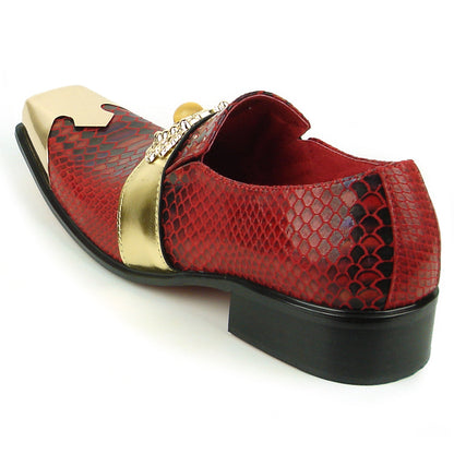 FI-7512 Red Slip On Gold Metal Tip Fiesso by Aurelio Garcia