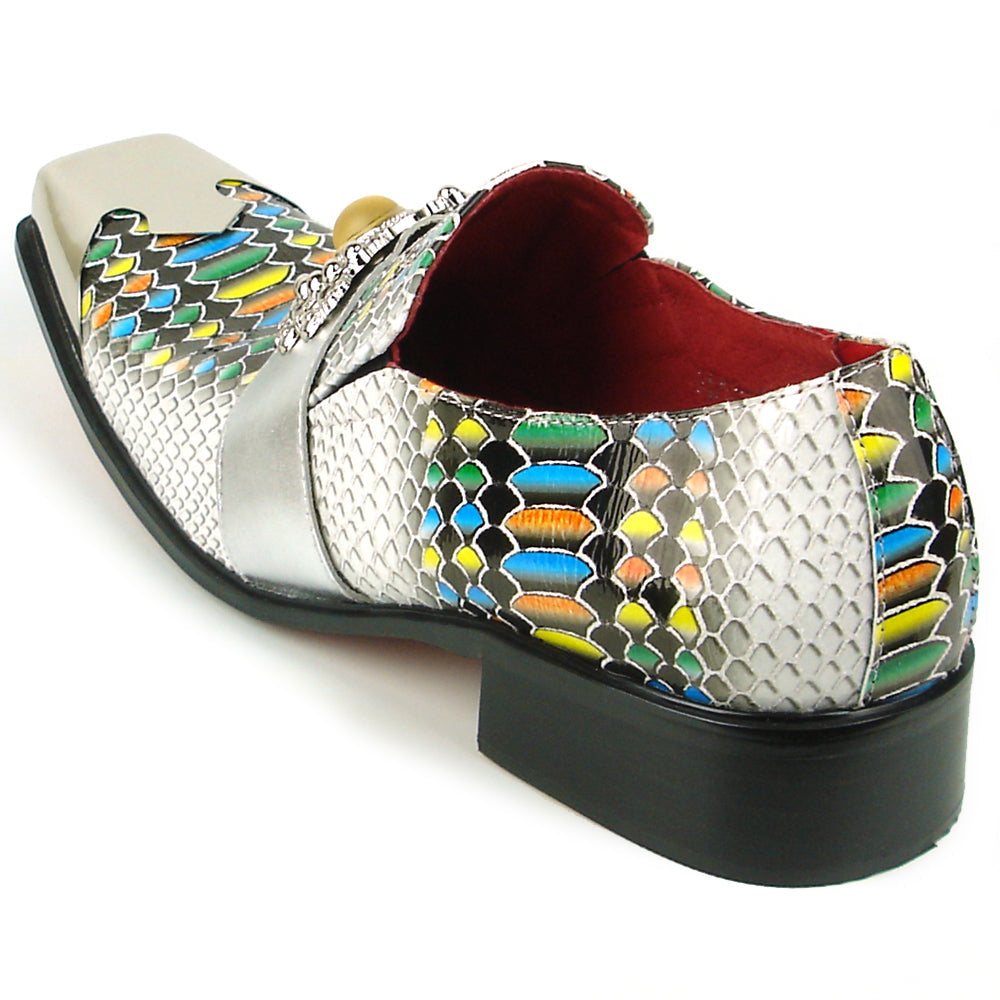 FI-7512 Black White Multi Python Slip On Gun Metal Tip Fiesso by Aurelio Garcia