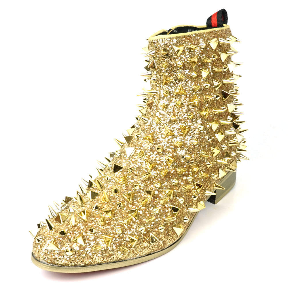 FI-7527 Gold Glitter Gold Spikes Boot Fiesso by Aurelio Garcia