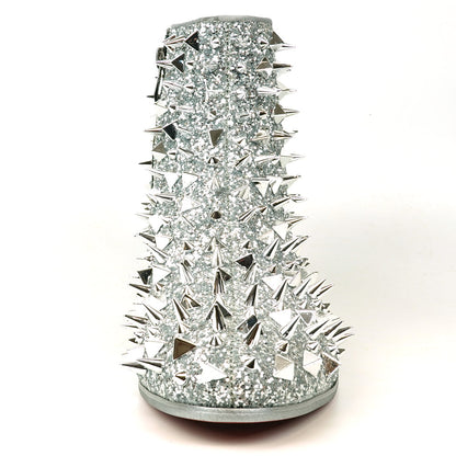 FI-7527 Silver Glitter Silver Spikes Boot Fiesso by Aurelio Garcia