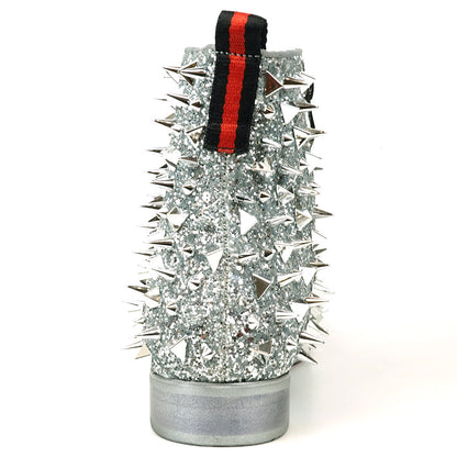 FI-7527 Silver Glitter Silver Spikes Boot Fiesso by Aurelio Garcia