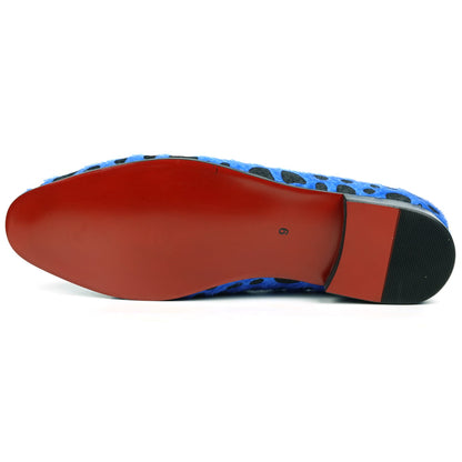 FI-7532 Blue Black Leopard Pony Hair Slip on Loafer Fiesso by Aurelio Garcia
