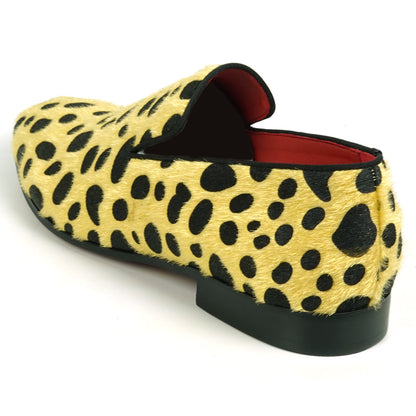 FI-7532 Gold Black Leopard Pony Hair Slip on Loafer Fiesso by Aurelio Garcia
