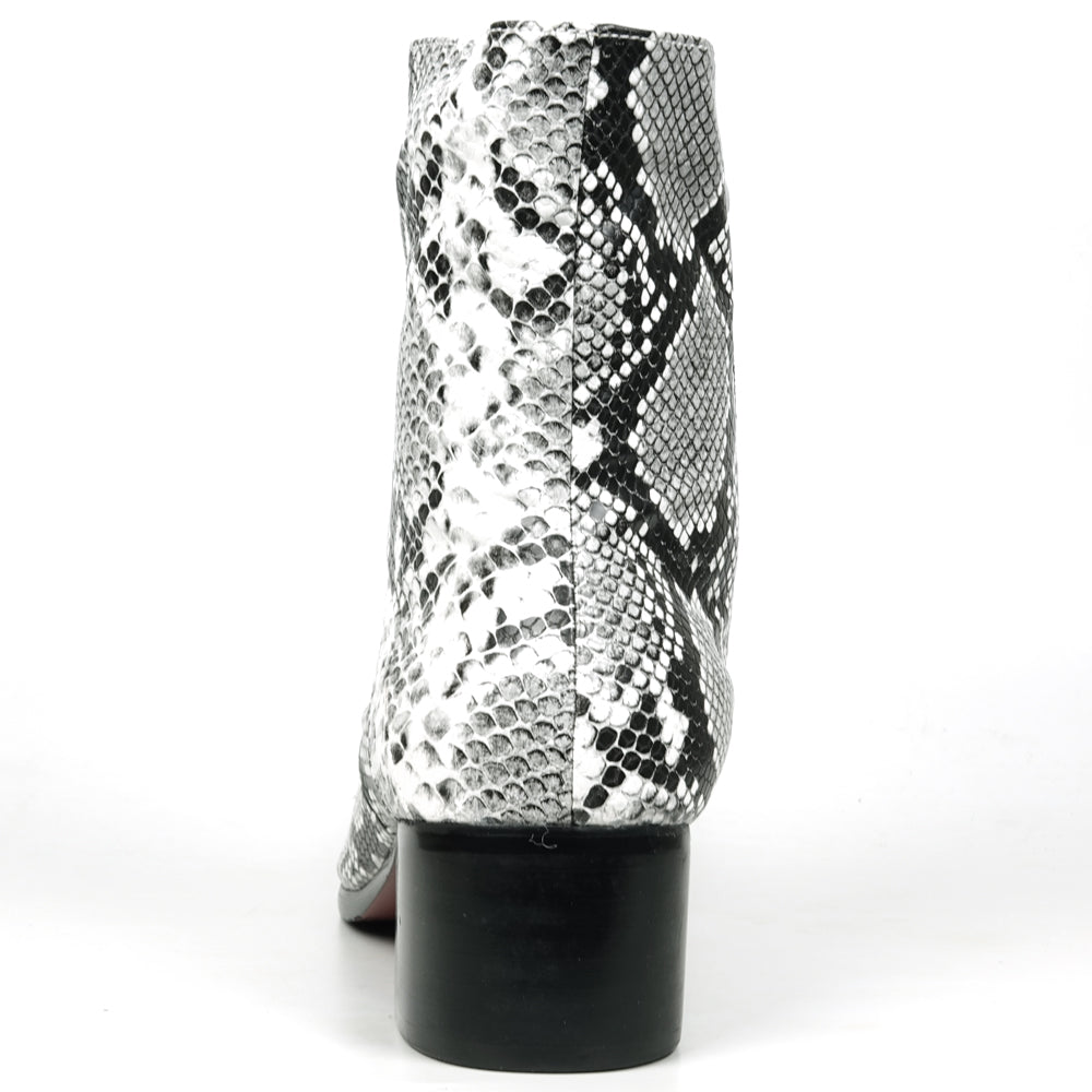 FI-7540 Black & White Sneake Print Boot Fiesso by Aurelio Garcia