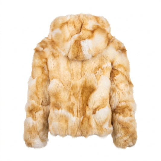 Kashani kids natural red fox fur hooded jacket