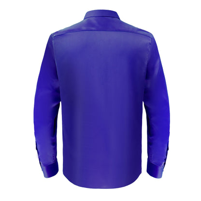 Barocco Luxe Satin Stretch Shirt MEDIUM BLUE - Dudes Boutique