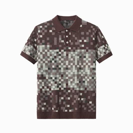 Pixel Fade Knit Polo KHAKI