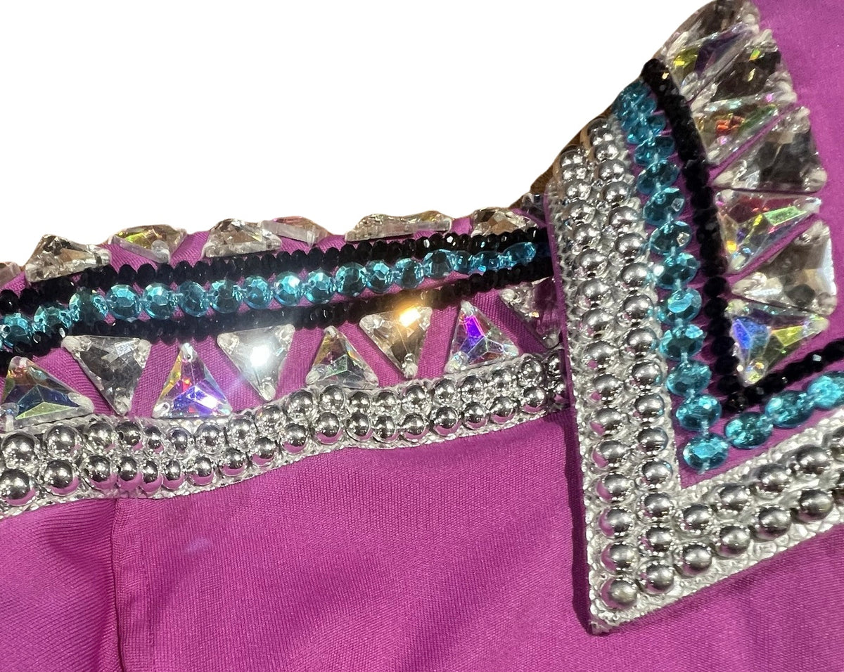 Kashani Fuchsia Pink Royal Hyper Crystal Button-Up Zip Shirt - Dudes Boutique