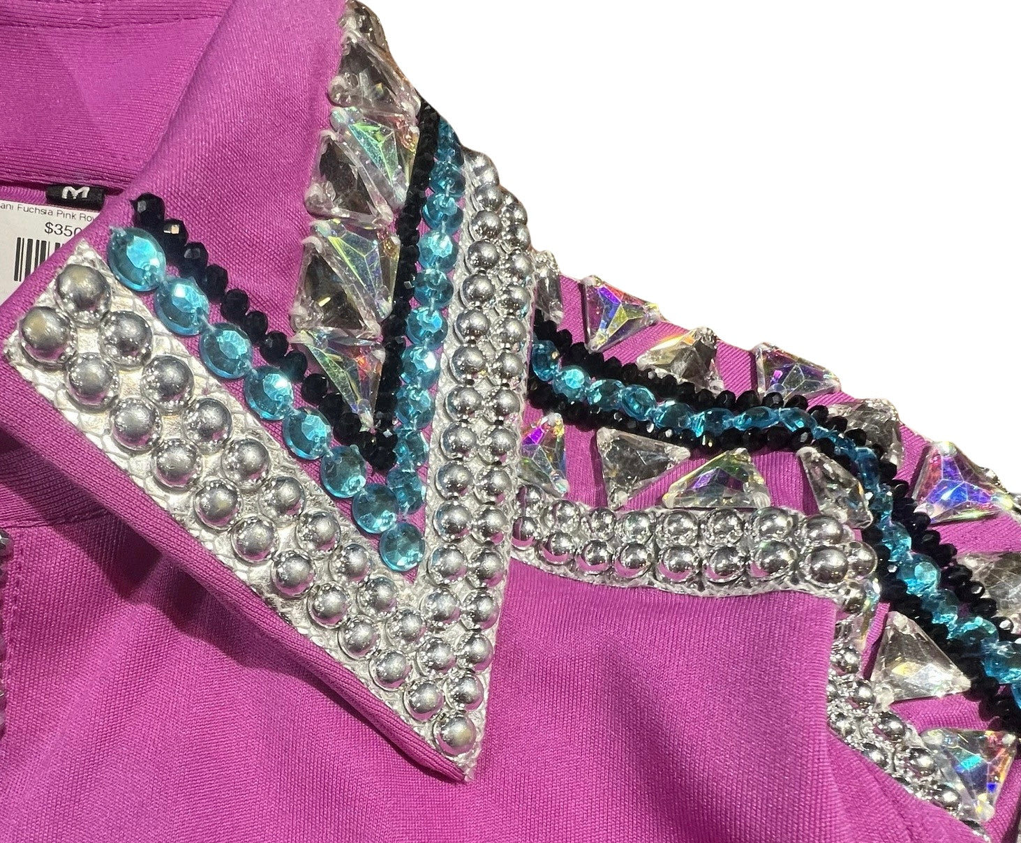 Kashani Fuchsia Pink Royal Hyper Crystal Button-Up Zip Shirt - Dudes Boutique