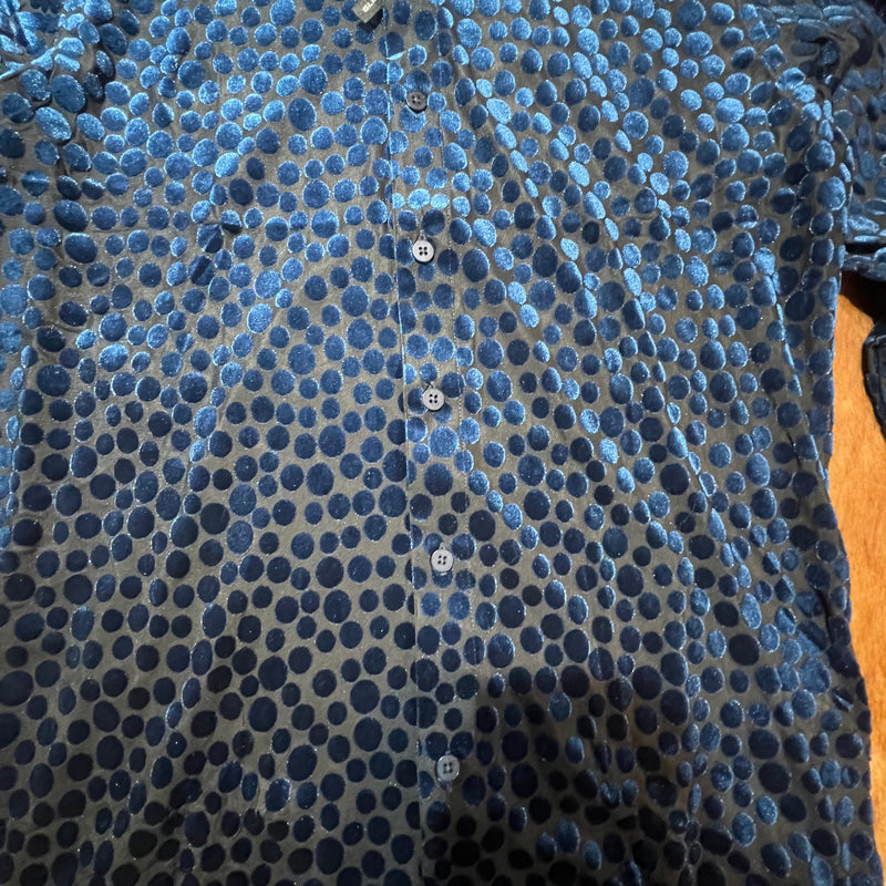 Barabas Navy Blue Dot Velvet Button Up Shirt - Dudes Boutique