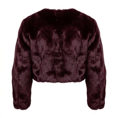 Kashani women's burgundy rabbit fur cropped jacket