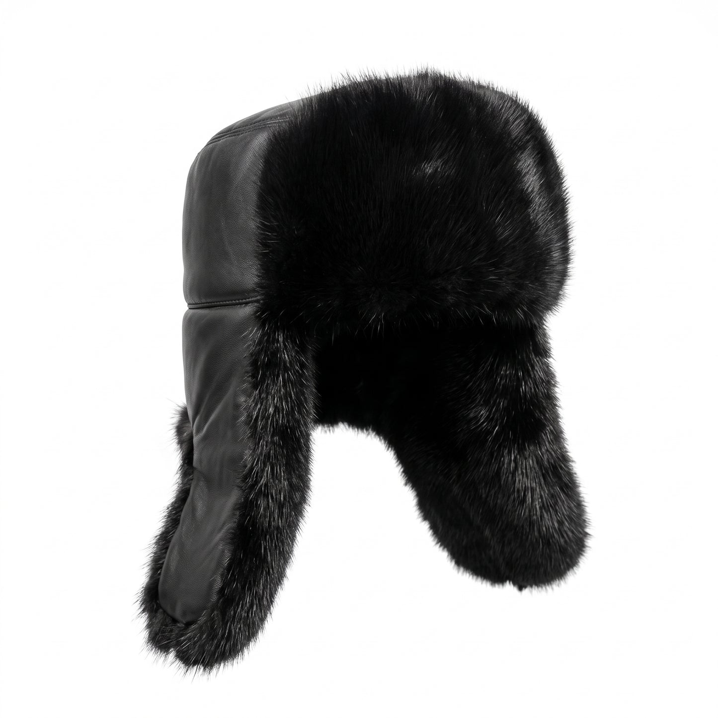 Kashani Black Mink Ushanka Trapper Hat