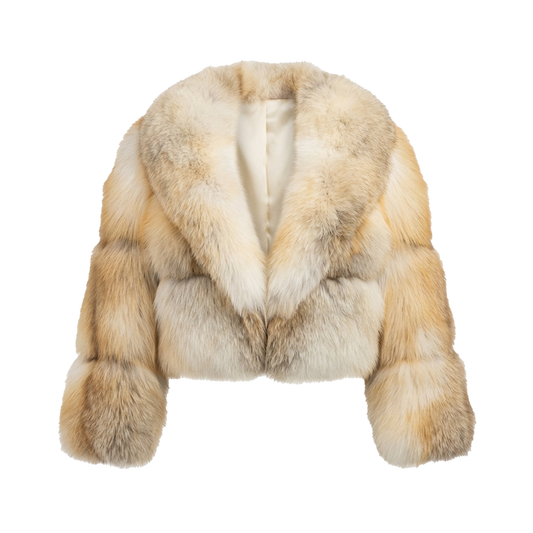 Kashani Women's Natural Golden Island Fox Fur Jacket