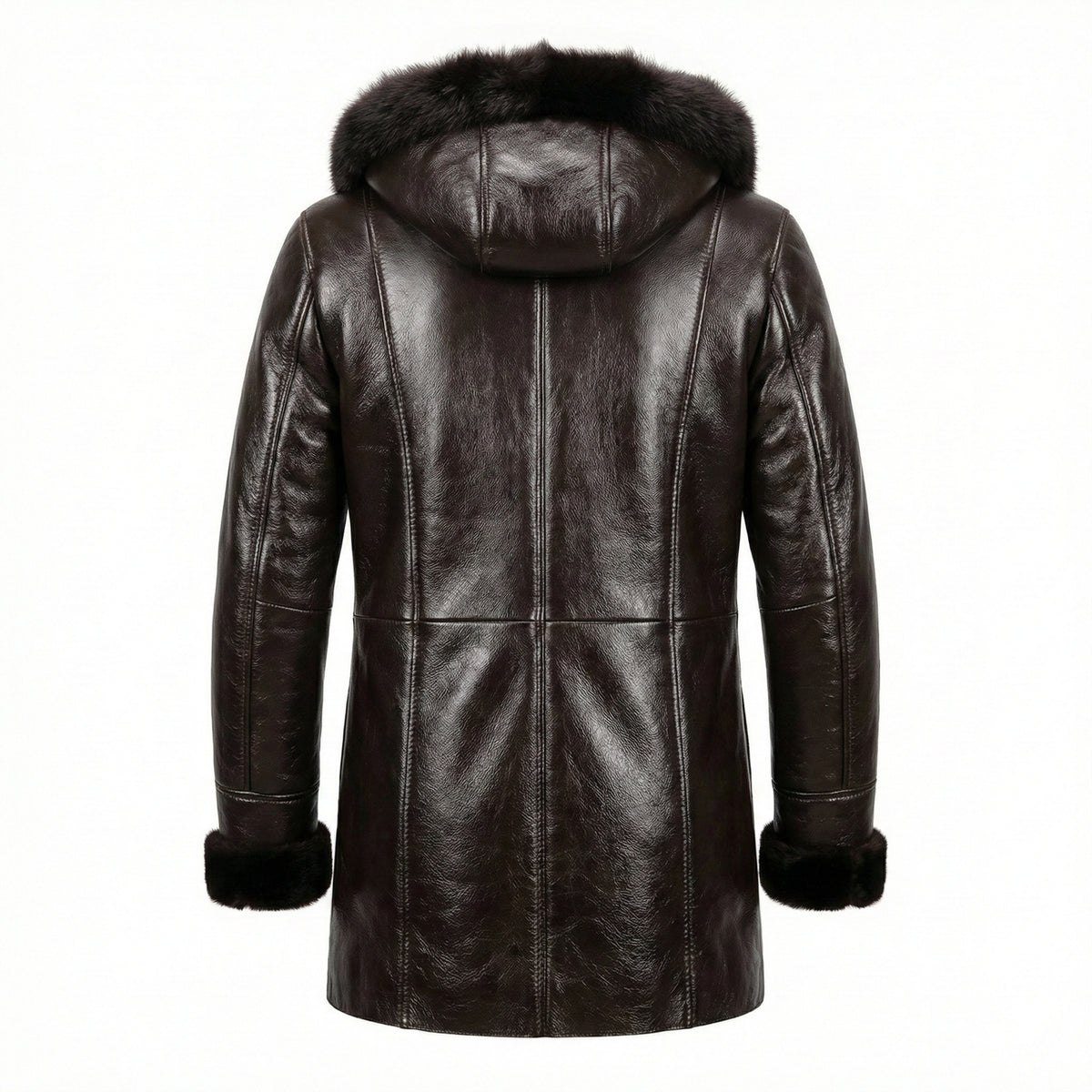 Barya Women's Brown Lambskin / Crystal Fox Hooded Shearling
