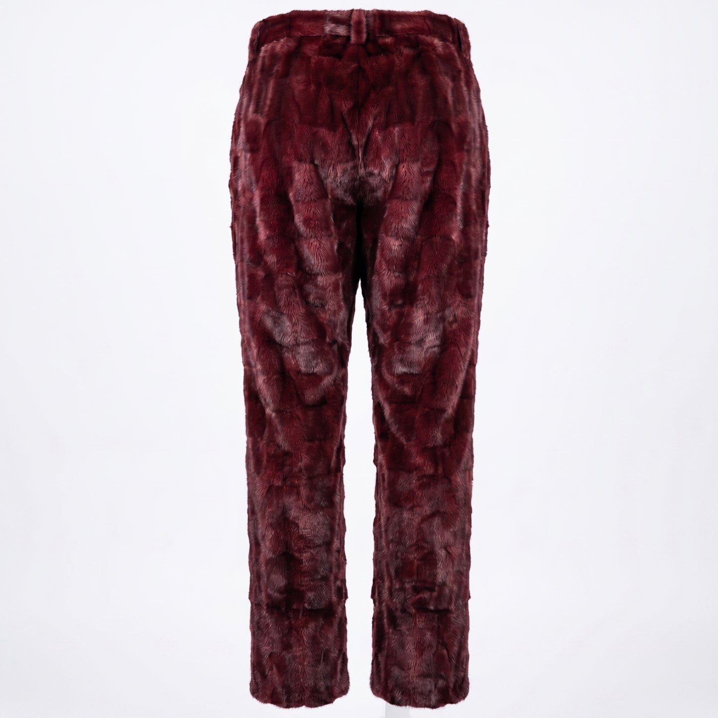 Kashani Men's Burgundy Diamond Cut Mink Fur Pants