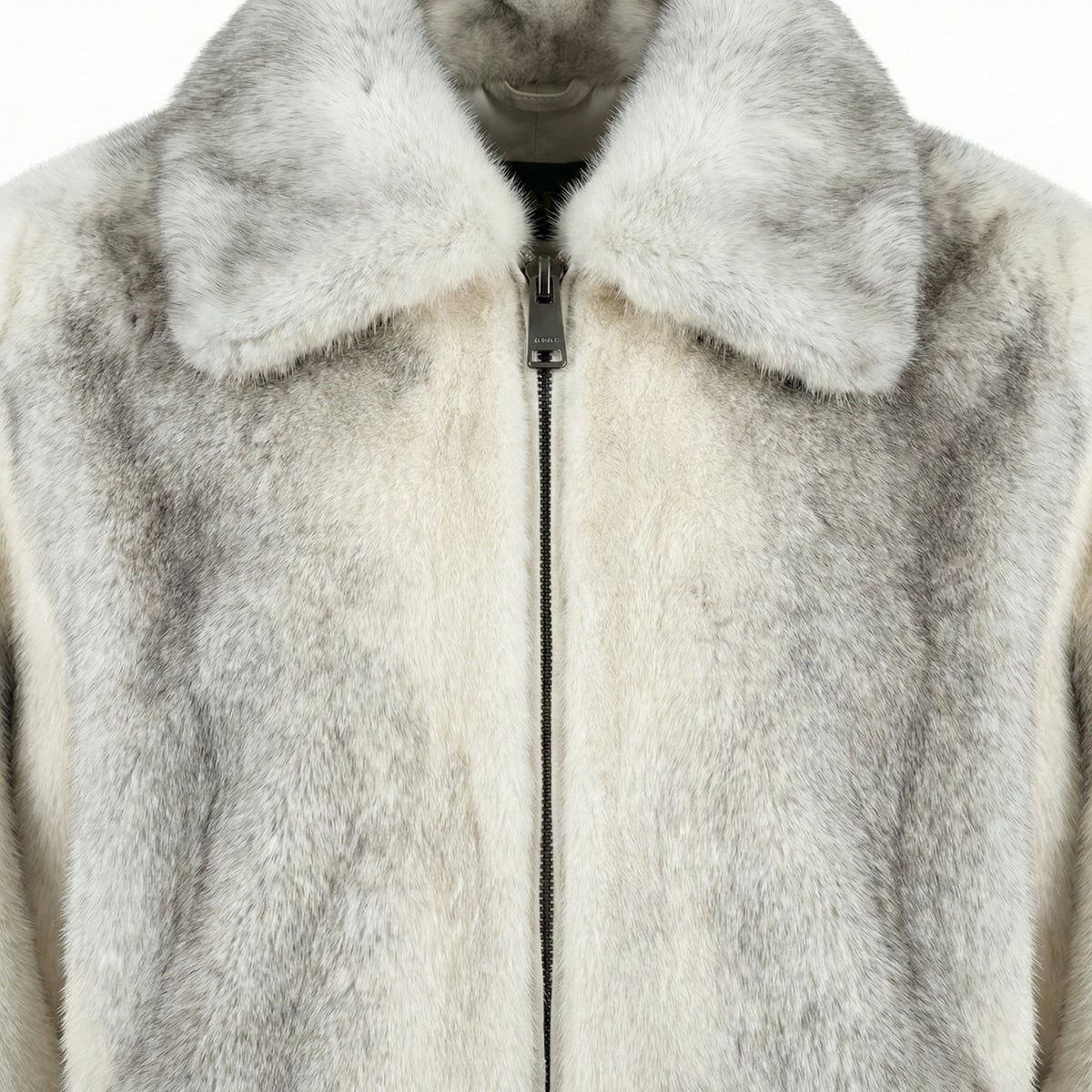 Luca Della Natural Sapphire Cross Mink Fur Bomber Jacket