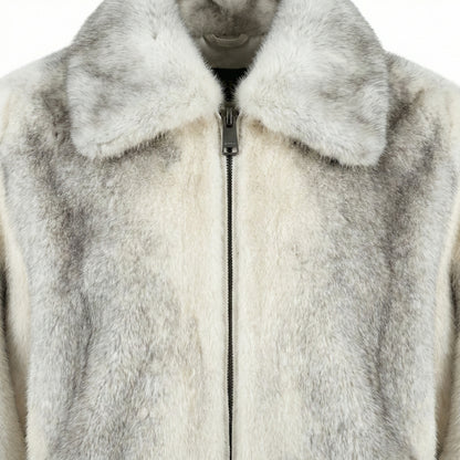 Luca Della Natural Sapphire Cross Mink Fur Bomber Jacket