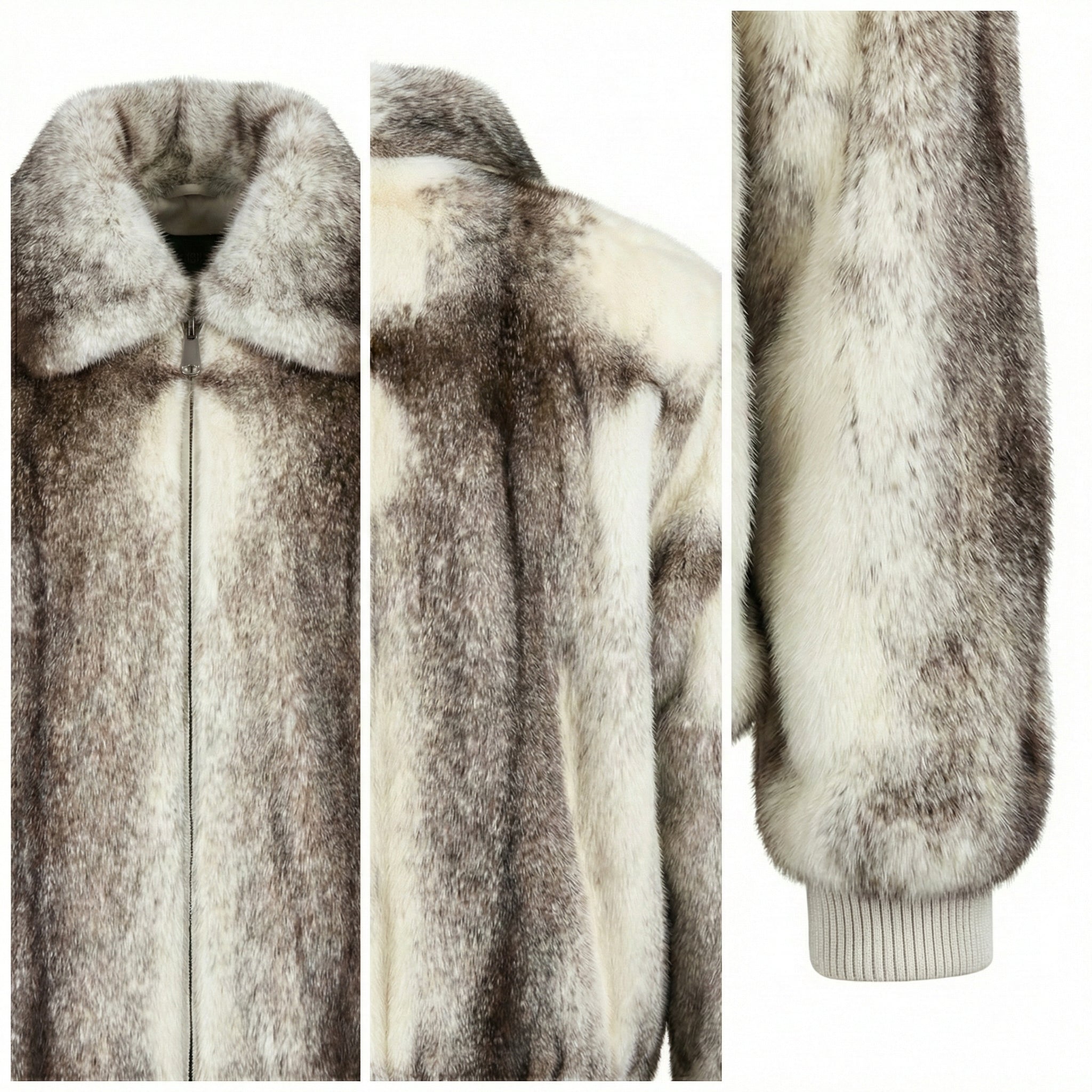 Luca Della Natural Black Cross Mink Fur Bomber Jacket – Dudes Boutique