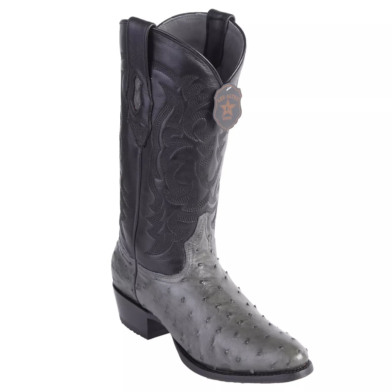 Los Altos Gray Genuine Ostrich Round Toe Cowboy Boots - Dudes Boutique