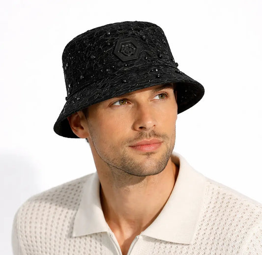 Midnight Serpent Rhinestone - Century Penthouse Hat BLACK