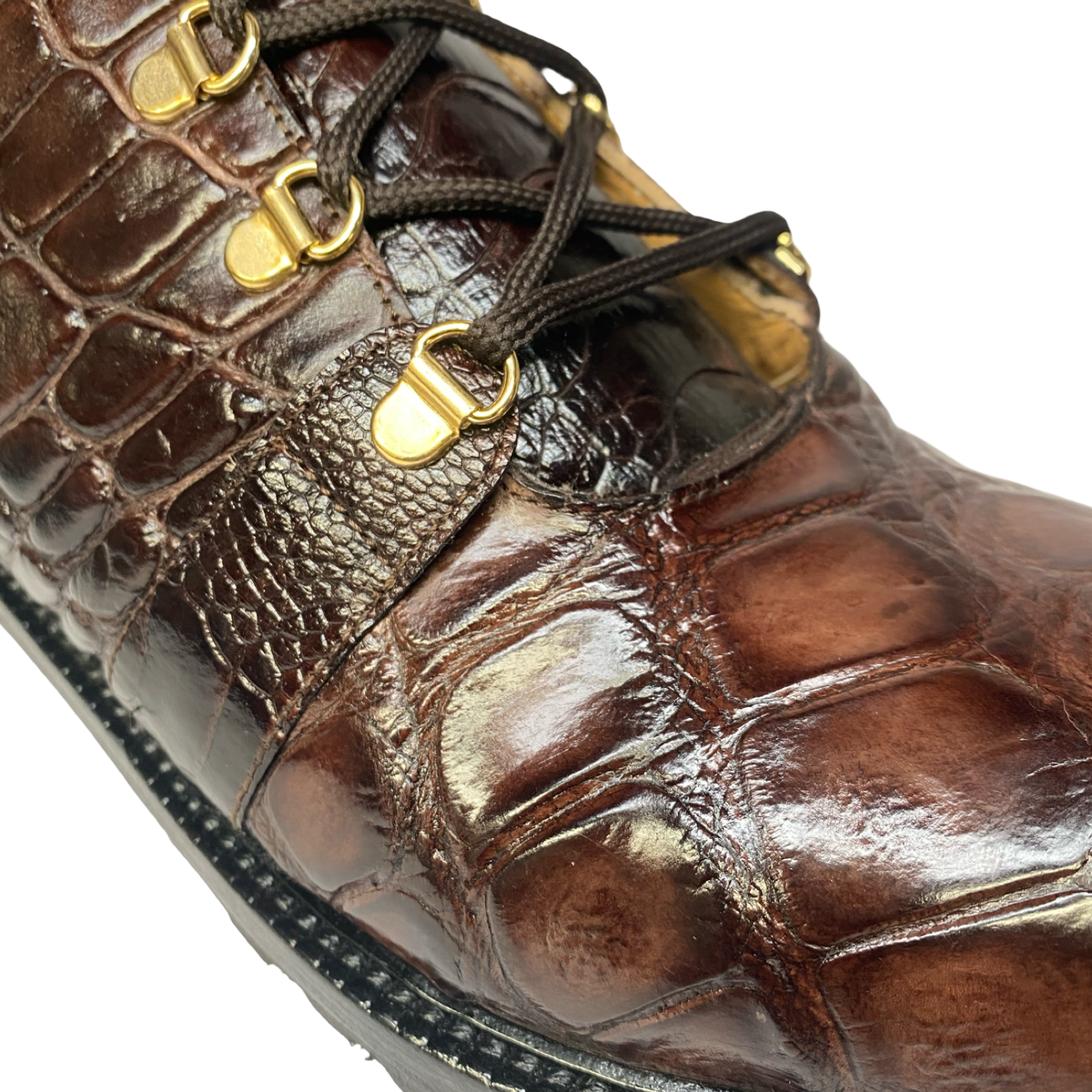 Mauri Pathfinder 4963/3 chocolate brown shearling, alligator and ostrich leg boots