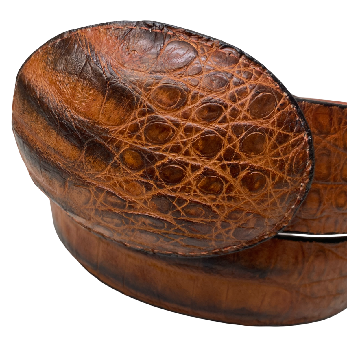 Los Altos burnt cognac crocodile belt