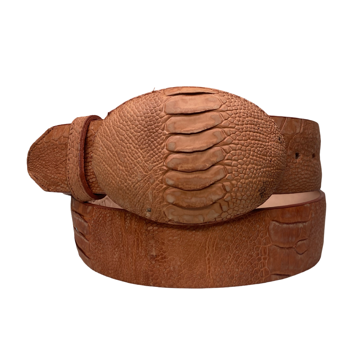 Los Altos cognac ostrich leg leather belt