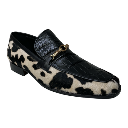 Mauri 4294/5 Alligator & Pony Hair Bit Loafers - Black
