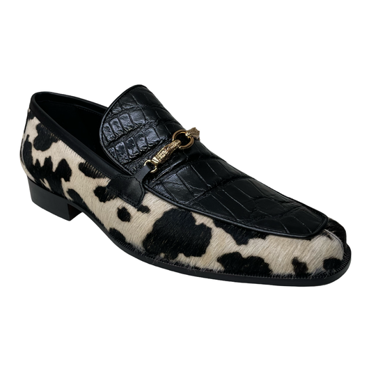 Mauri 4294/5 Alligator & Pony Hair Bit Loafers - Black