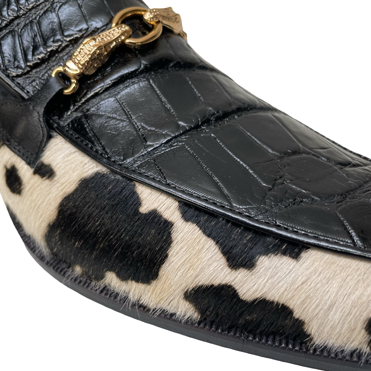 Mauri 4294/5 Alligator & Pony Hair Bit Loafers - Black