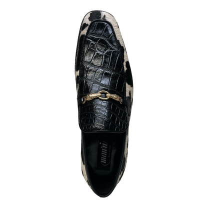 Mauri 4294/5 Alligator & Pony Hair Bit Loafers - Black