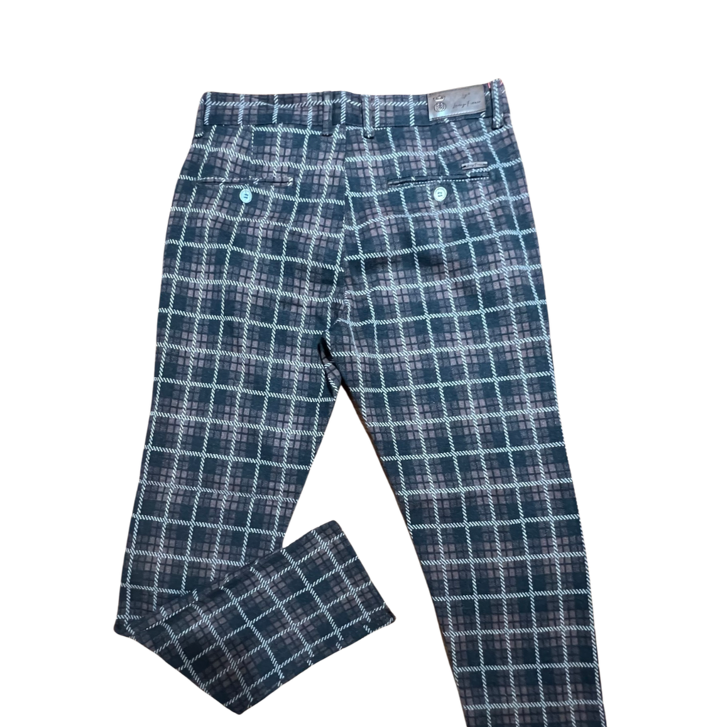 Lorenzzo Franco Brown Plaid Wool Trousers - Dudes Boutique