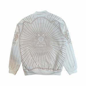 Barabas White Gold Studded Bomber Jacket - Dudes Boutique