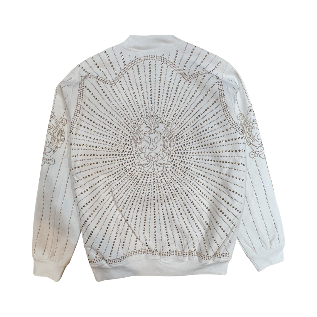 Barabas White Gold Studded Bomber Jacket - Dudes Boutique