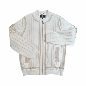 Barabas White Gold Studded Bomber Jacket - Dudes Boutique