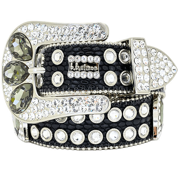 b.b. Simon Triple Black Diamond Crystal Belt - Dudes Boutique