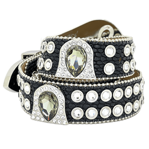 b.b. Simon Triple Black Diamond Crystal Belt - Dudes Boutique