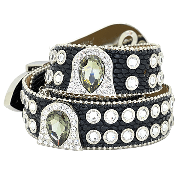 b.b. Simon Triple Black Diamond Crystal Belt - Dudes Boutique